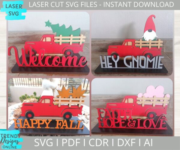 Freestanding Interchangeable Truck svg, Interchangeable words svg, Vintage Truck Stand svg