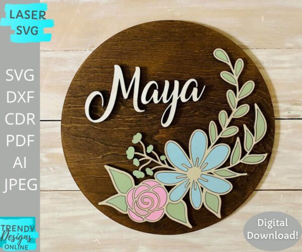 Maya Floral Laser svg, Nursery floral files SVG