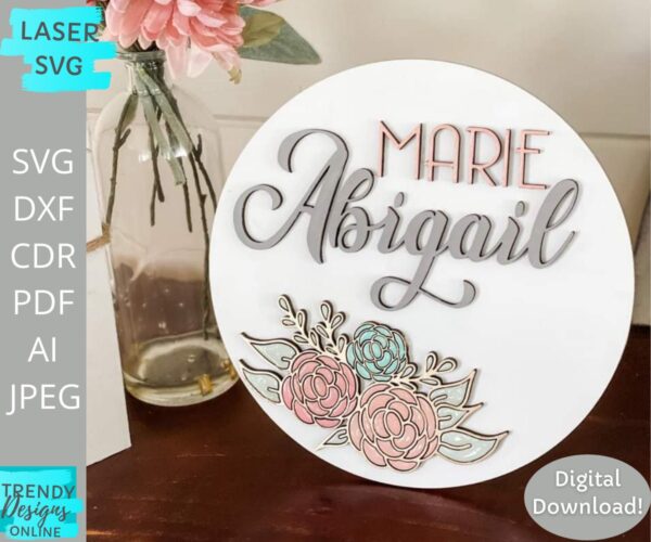 Maria Abigial Floral Laser svg, Nursery floral files
