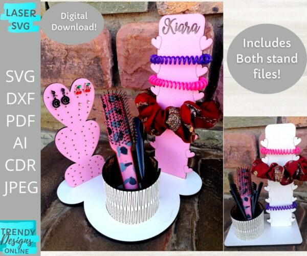 Scrunchie and Earrings stand svg, Hair bands Holder svg