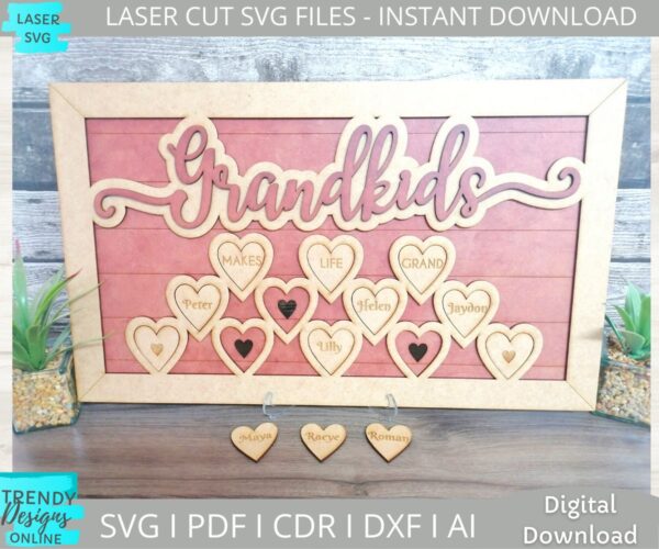 Grandkids frame svg, Interchangeable Mother's day frame svg
