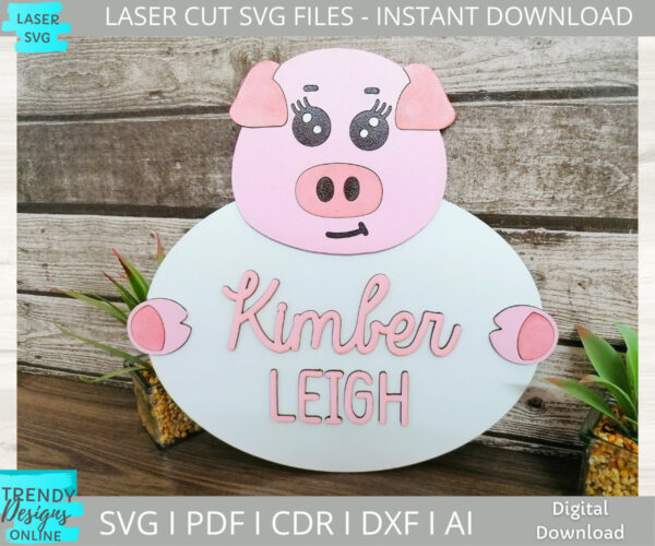 Pig Door Sign svg, Nursery Sign svg, DIY Paint kit svg
