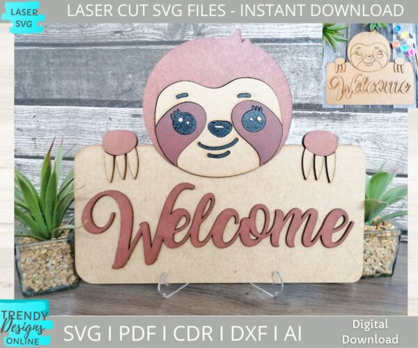 Sloth Welcome Sign svg, DIY Paint kit svg