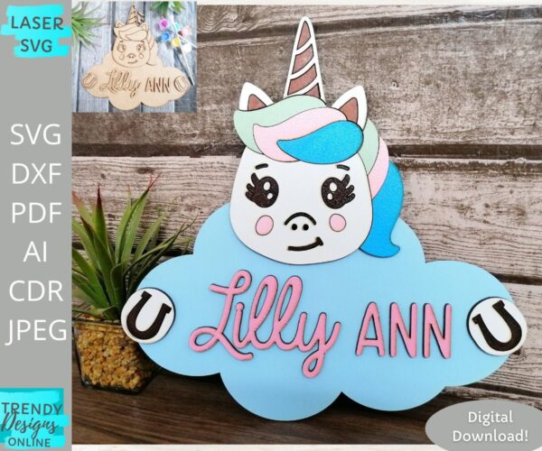 Unicorn Sign svg, DIY Paint kit svg, Kids door sign, Nursery Sign svg