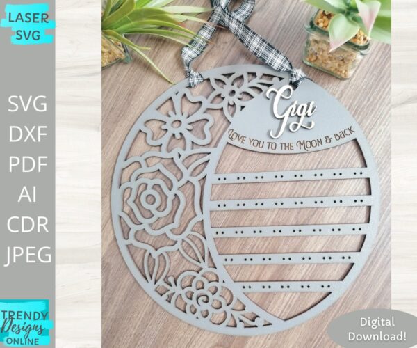 Moon Earrings Hangers Svg, Mother's day Earrings display svg