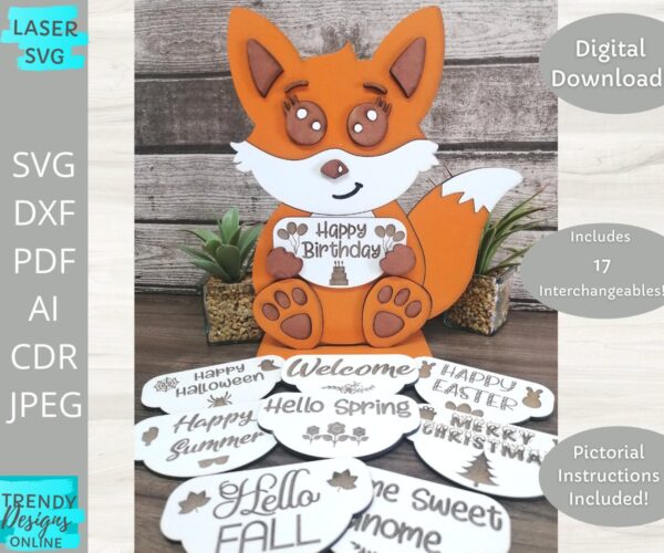 Fox Interchangeable svg, Freestanding Fox svg