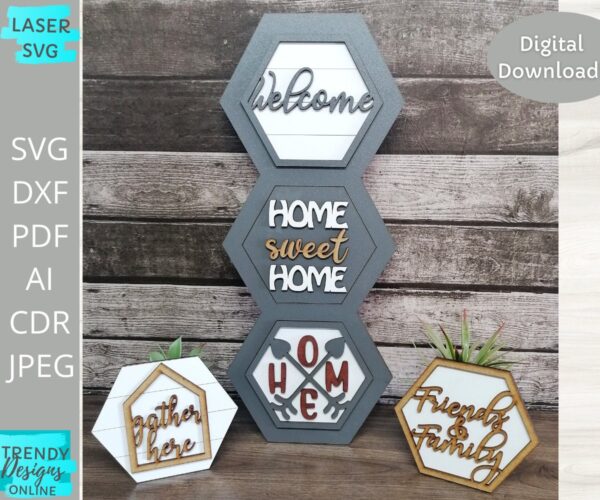 Welcome Leaner svg, Hexagon Interchangeable svg, Home sweet Home svg