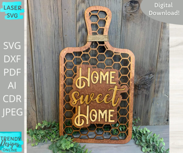 Home sweet Home decor svg, Farmhouse Cutting Board decor Svg