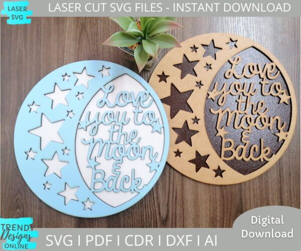 Love you to the moon and Back svg, Stars Nursery Sign svg