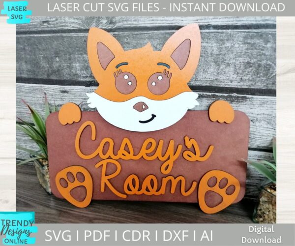 Fox Sign svg, Kids Door sign svg, Nursery Sign svg, DIY Paint kit svg