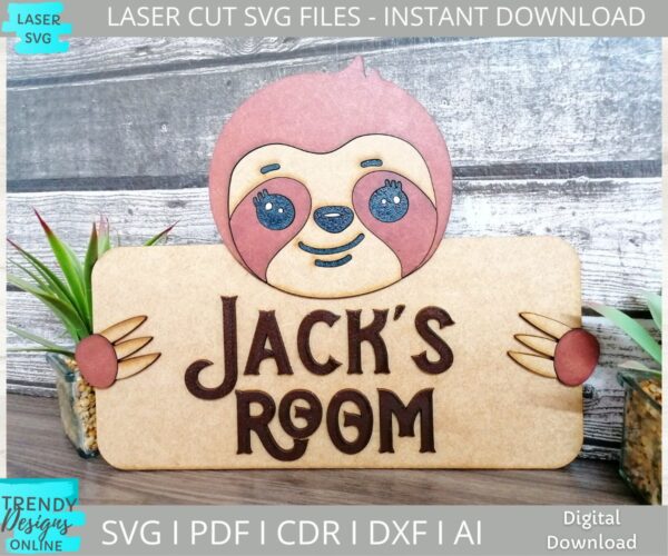 Sloth Sign svg, DIY Paint kit svg, Kids Door Sign svg
