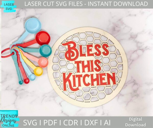 Bless This Kitchen Svg, Farmhouse Kitchen Sign svg