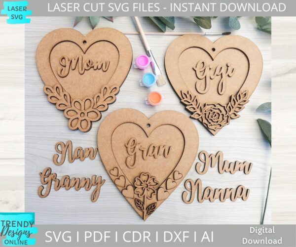 Floral Hearts Paint kit svg, Mothers day DIY kit Bundle svg