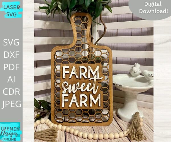 FARM sweet FARM decor svg, Farmhouse Cutting Board decor Svg