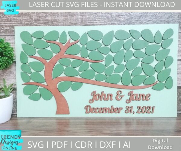 Wedding Guestbook svg, Leaf Tree Guestbook svg