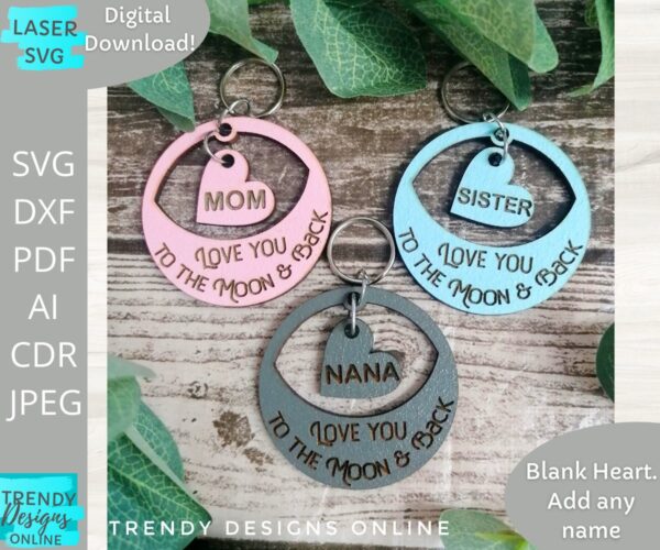 Moon Keychain svg, Mothers day Keyrings svg