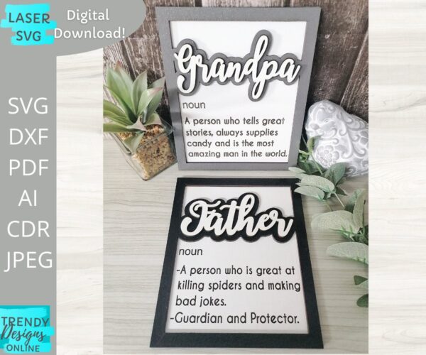 Father definition Sign svg, Grandpa Definition Sign svg