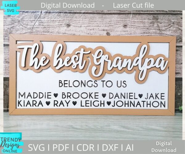 The Best Grandpa Sign svg, Personalized Sign svg, Father's day svg