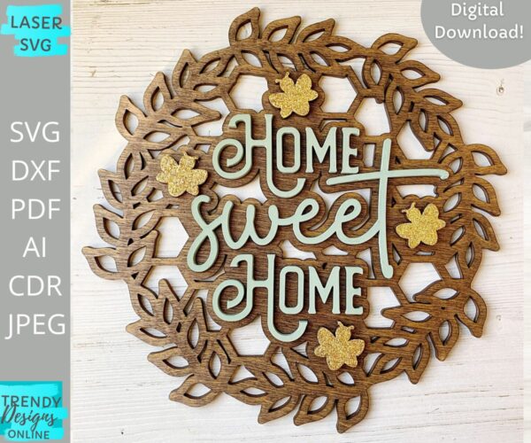 Home sweet Home Bee Sign svg, Hand drawn Sign svg