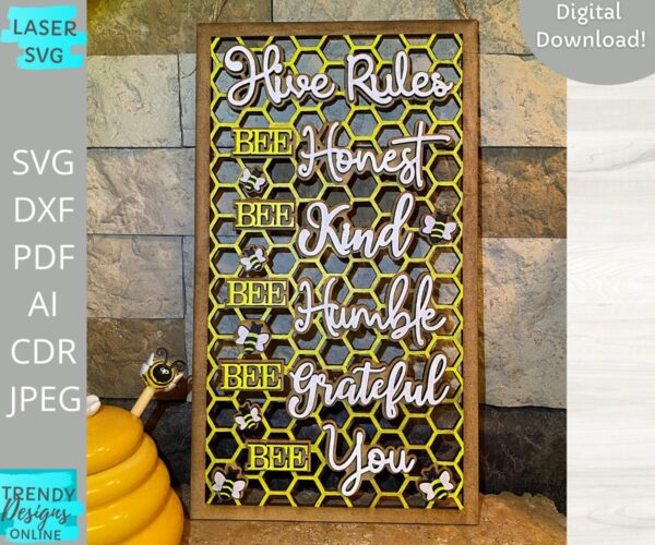 Hive Rules Sign svg, Bee Sign svg