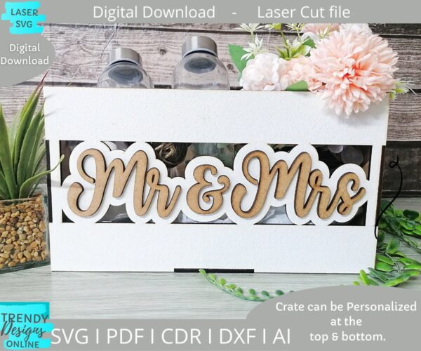 Mr & Mrs Crate Box svg, Wedding Gift Box svg