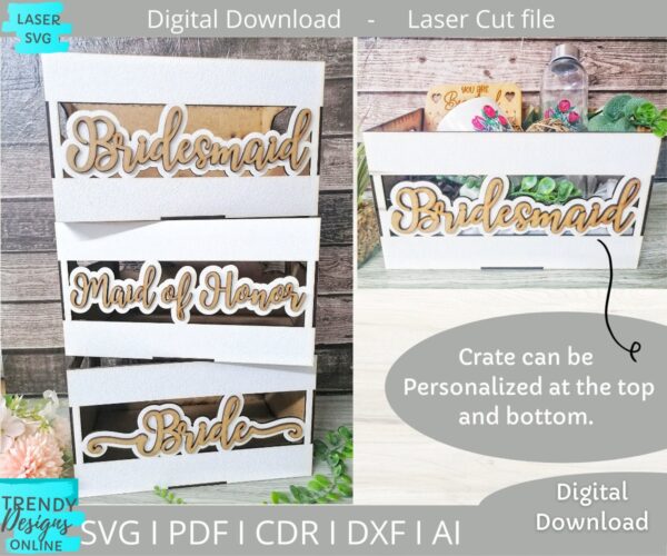 Wedding Crate Box svg, Bridal Party Gift Box svg