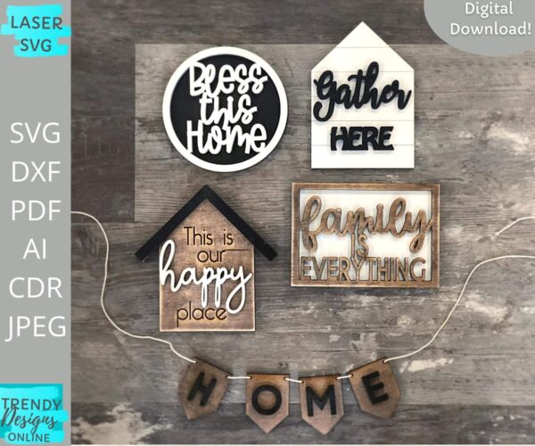 Bless this Home Tiered tray SVG, Happy Place Tiered tray decor file