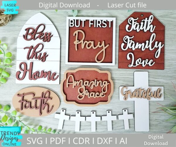 Religious Tiered tray SVG, Faith Tiered tray decor file