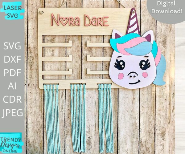Unicorn Bow holder svg, Unicorn DIY Paint Kit svg