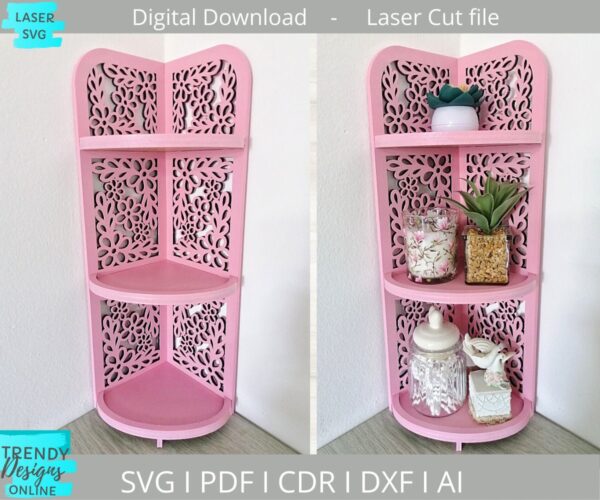 Floral Corner Shelf svg, Bathroom Shelf svg, Display stand svg