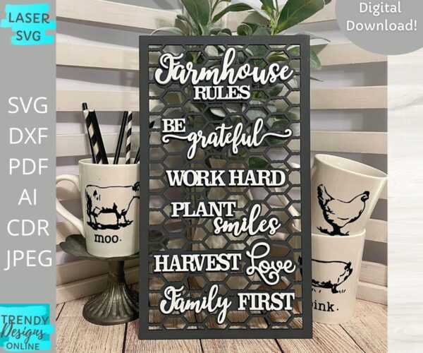 Farmhouse Rules Sign svg, House Rules svg