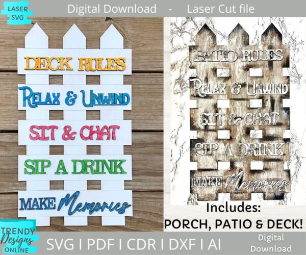Patio Rules Sign svg, Porch Rules svg, Deck Rules Sign svg