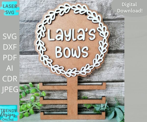 Floral Bow holder svg, Scrunchie holder svg