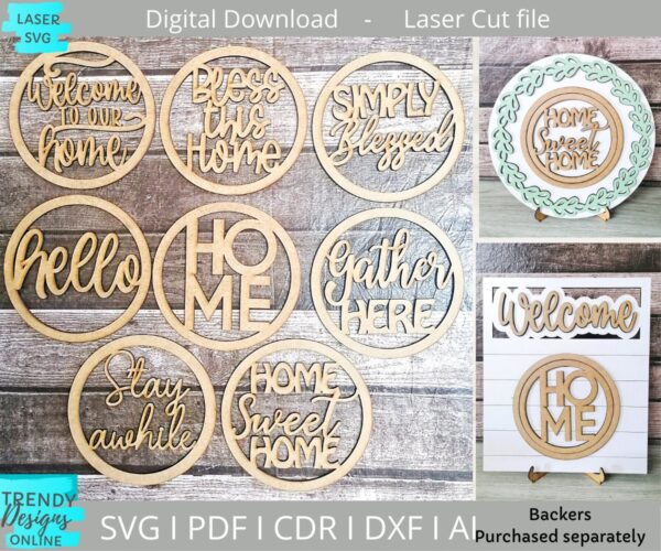 Interchangeable circles for backer svg, Seasonal Interchangeables svg