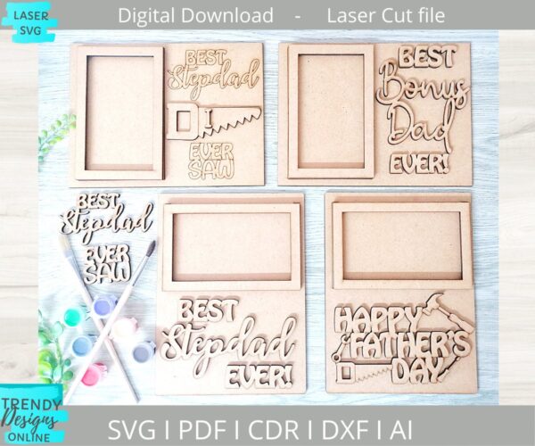 Bonus Dad Father's day Frame DIY Paint Kit svg, Stepdad Frame kit svg