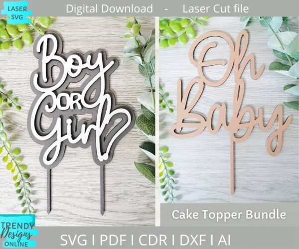 Boy or Girl Cake Topper svg, Oh Baby Cake topper svg, Baby shower Cake Decor svg