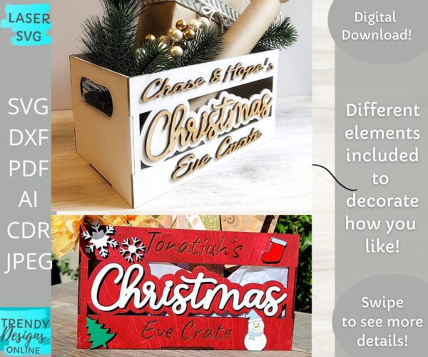 Christmas Crate svg, Christmas eve Treats Box svg