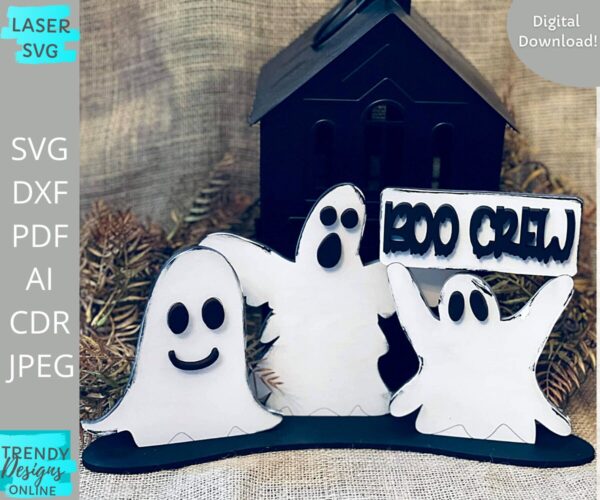 Boo Crew Ghosts Shelf sitter svg, Halloween Shelf sitter svg