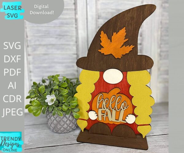 Hello Fall Gnome Shelf sitter svg, Thanksgiving Shelf sitter svg