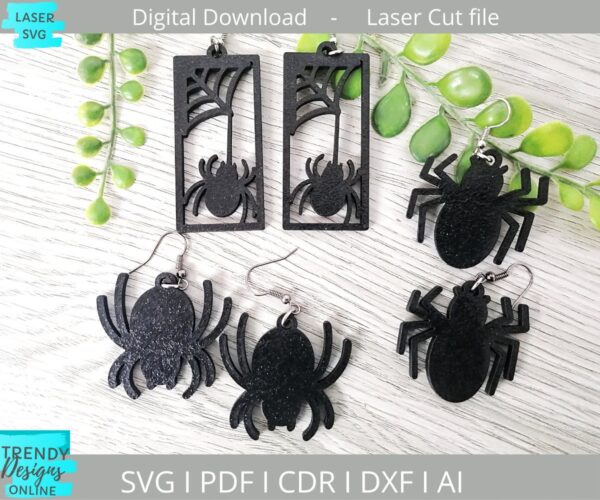 Spider Earrings svg file, Halloween Earrings Bundle svg