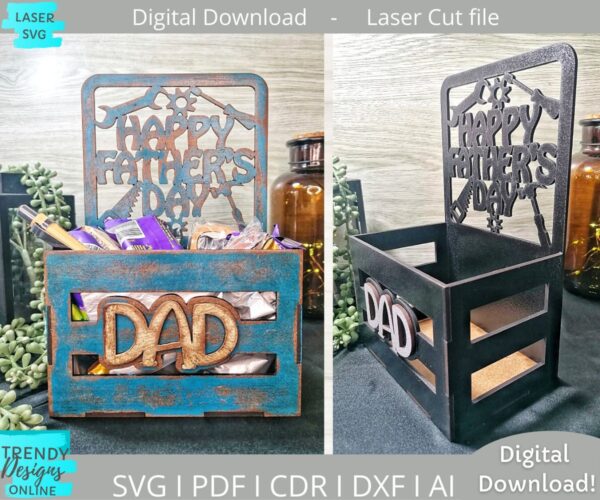 DAD mini crate svg file, Dad treats box svg