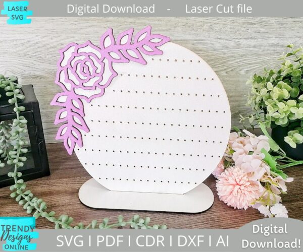Circle Floral Earrings Display stand Svg