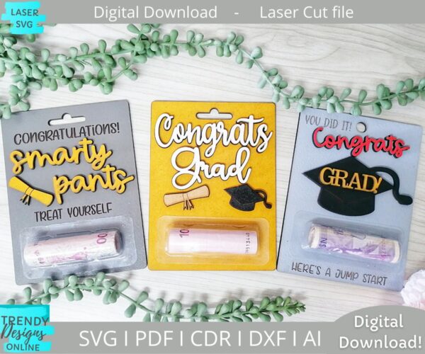 Graduation Money cards Bundle svg, Lip balm pouch card svg