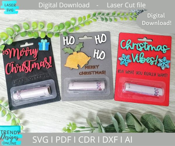 Christmas Money cards Bundle svg, Lip balm pouch card svg