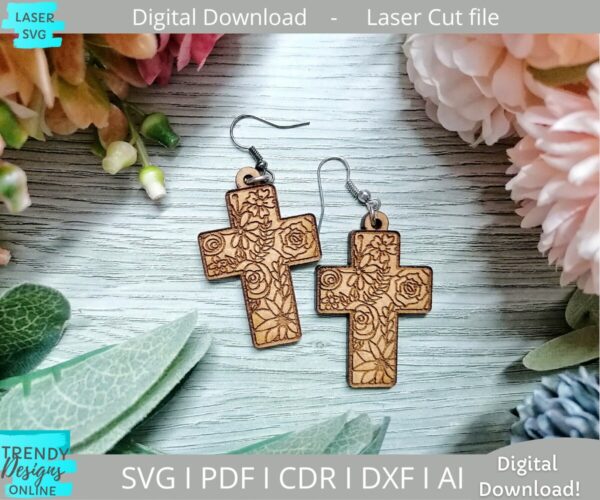 Cross Earrings svg file