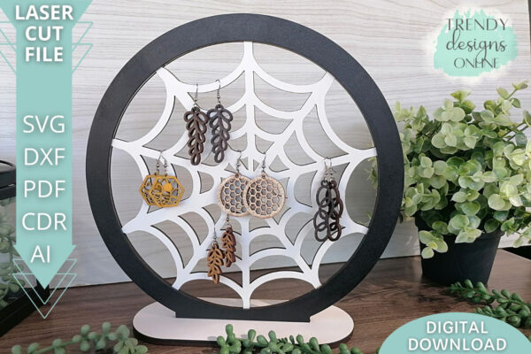 Spiderweb Halloween Earrings stand svg file