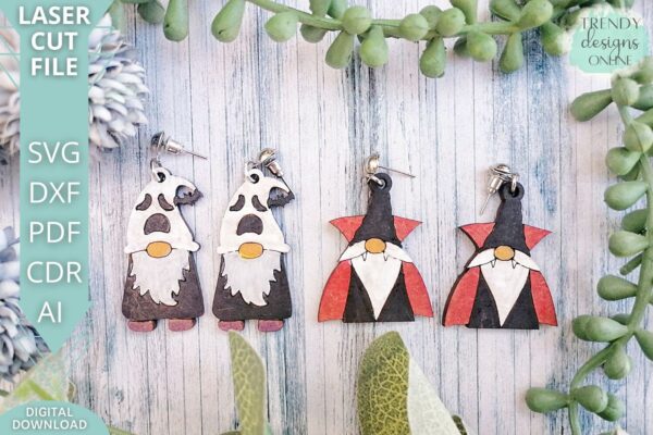 Halloween Gnome Earrings svg, Vampire earrings svg