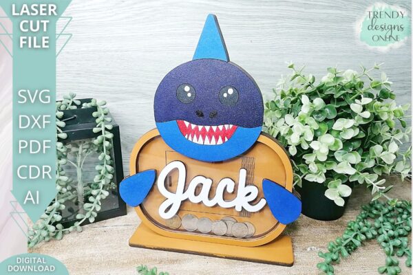 Shark Money Bank svg, Piggy Bank Box svg, Coin Box svg