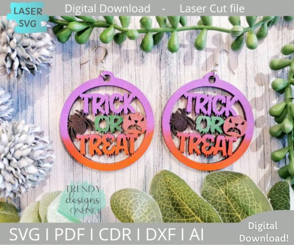Trick or Treat Halloween earrings svg