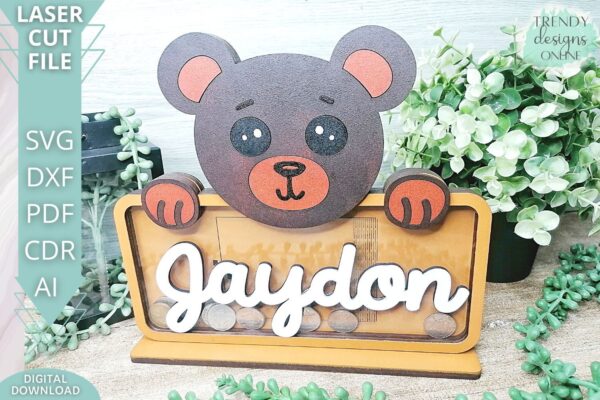 Bear Money Bank svg, Piggy Bank Box svg, Coin Box svg